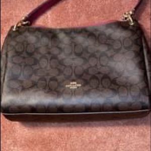 Coach bag brown with pink handle